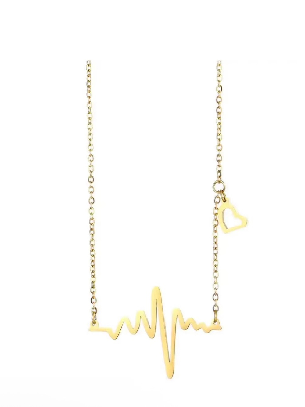 Gold Heartbeat Pendant Necklace